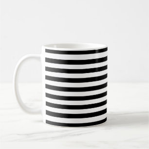 Classic Modern Black and White Horizontal Striped Coffee Mug