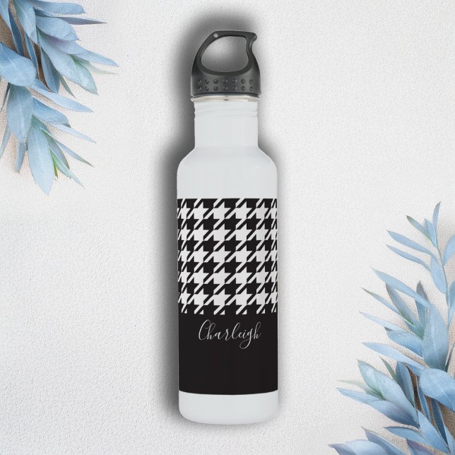 Classic Modern Black and White Houndstooth 710 Ml Water Bottle (Creator Uploaded)