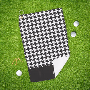 Classic Modern Black and White Houndstooth Golf Towel