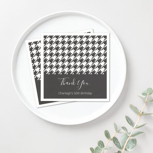 Classic Modern Black and White Houndstooth Paper Napkin (Creator Uploaded)
