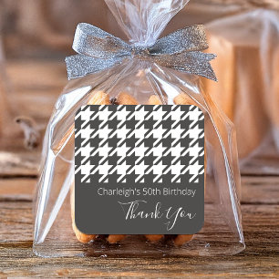 Classic Modern Black and White Houndstooth Square Sticker