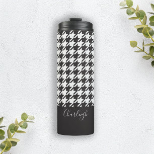 Classic Modern Black and White Houndstooth Thermal Tumbler