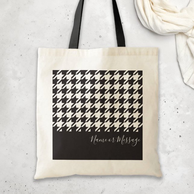 Classic Modern Black and White Houndstooth Tote Bag (Creator Uploaded)