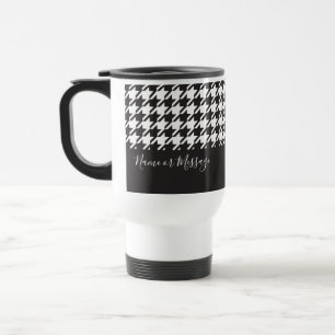 Classic Modern Black and White Houndstooth Travel Mug