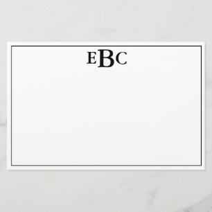 Classic Modern Black and White Monogram Stationary Stationery