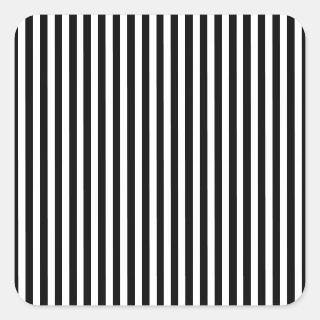 Classic Modern Black and White Vertical Striped Square Sticker (Front)