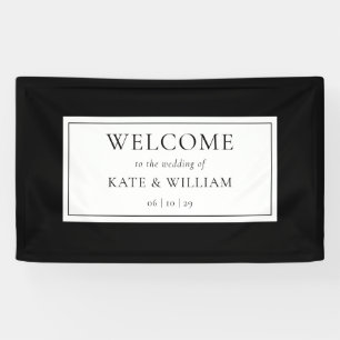 Classic Modern Black And White Wedding Welcome Banner