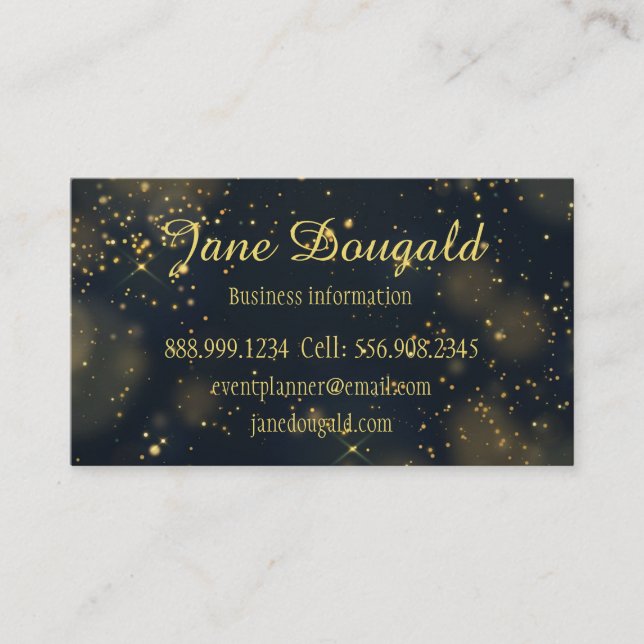 Classic Modern Black Gold Stars Custom Personal Business Card (Front)