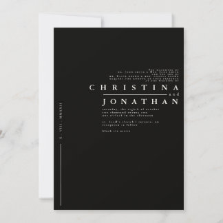 Classic Modern Black Minimalist Wedding Invitation