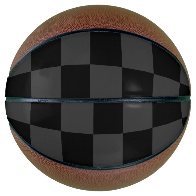 Classic Modern Black & Smoky Black Chequerboard  Basketball (Front)