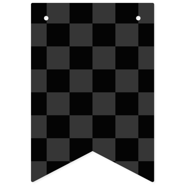 Classic Modern Black & Smoky Black Chequerboard  Bunting (First Flag)