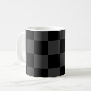 Classic Modern Black & Smoky Black Chequerboard  Coffee Mug