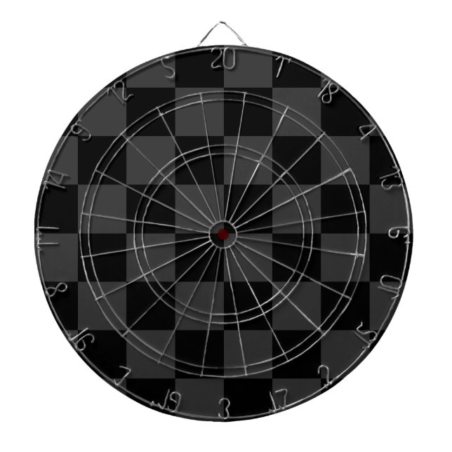 Classic Modern Black & Smoky Black Chequerboard  Dartboard (Front)