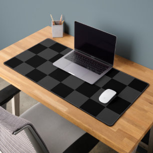 Classic Modern Black & Smoky Black Chequerboard  Desk Mat
