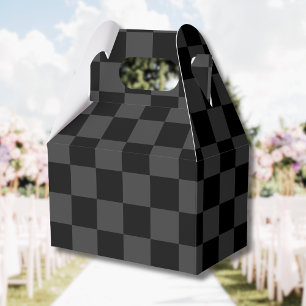 Classic Modern Black & Smoky Black Chequerboard Favour Box