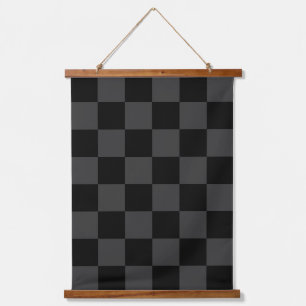 Classic Modern Black & Smoky Black Chequerboard Hanging Tapestry