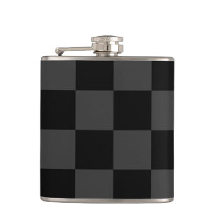 Classic Modern Black & Smoky Black Chequerboard Hip Flask