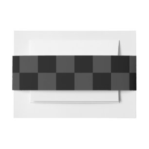 Classic Modern Black & Smoky Black Chequerboard Invitation Belly Band