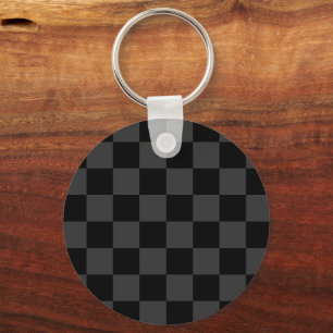 Classic Modern Black & Smoky Black Chequerboard Key Ring