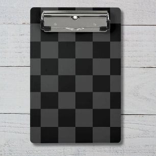 Classic Modern Black & Smoky Black Chequerboard  Mini Clipboard