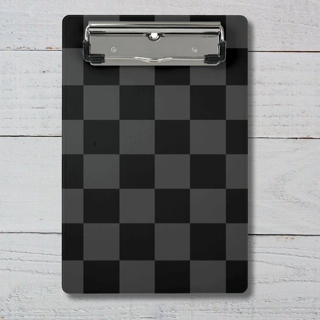 Classic Modern Black & Smoky Black Chequerboard  Mini Clipboard (Creator Uploaded)