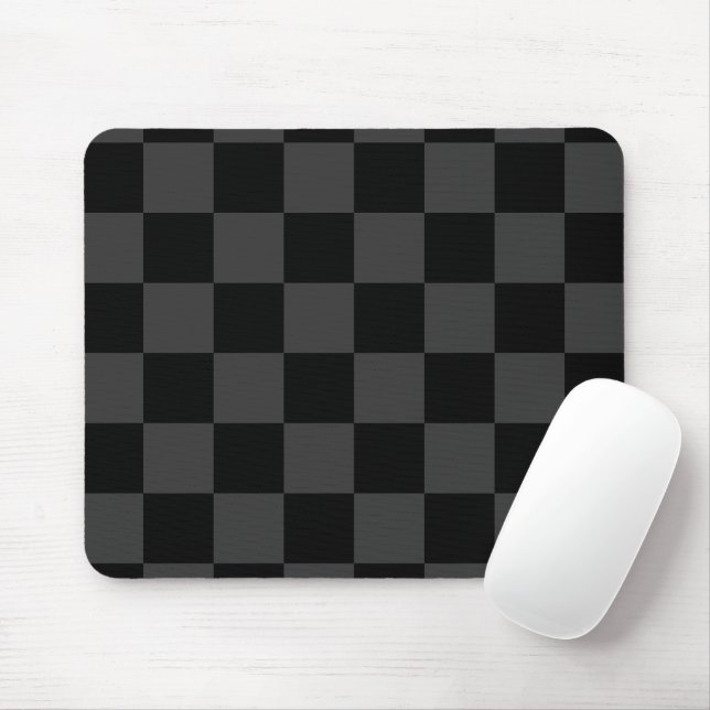 Classic Modern Black & Smoky Black Chequerboard  Mouse Mat (With Mouse)