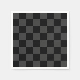 Classic Modern Black & Smoky Black Chequerboard  Napkin