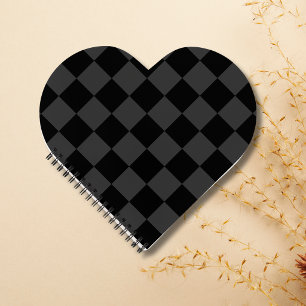 Classic Modern Black & Smoky Black Chequerboard  Notebook