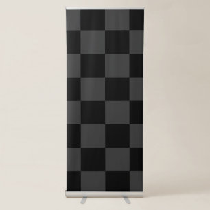 Classic Modern Black & Smoky Black Chequerboard Retractable Banner