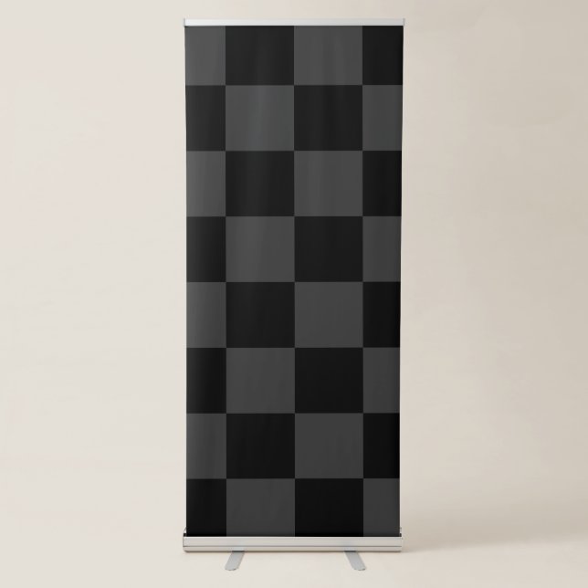 Classic Modern Black & Smoky Black Chequerboard  Retractable Banner (Front)