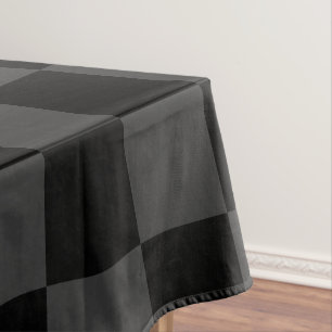 Classic Modern Black & Smoky Black Chequerboard  Tablecloth