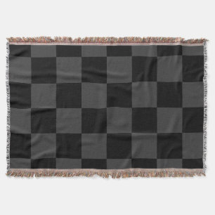 Classic Modern Black & Smoky Black Chequerboard Throw Blanket