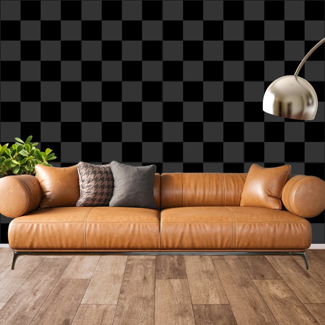 Classic Modern Black & Smoky Black Chequerboard  Wallpaper (Creator Uploaded)