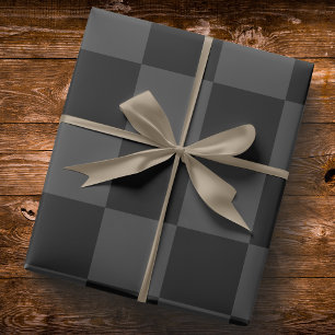 Classic Modern Black & Smoky Black Chequerboard Wrapping Paper