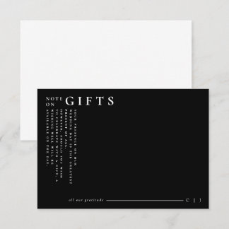 Classic Modern Black Wedding Minimalist Gifts Note Card