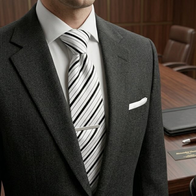  Classic Modern Black & White Diagonal Tie (Creator Uploaded)