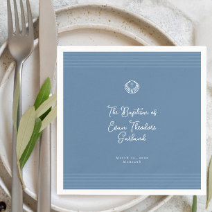Classic modern blue baptism celebration napkins