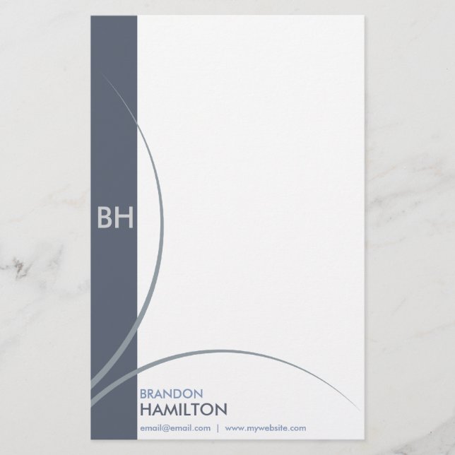 Classic Modern Blue Graphic Stationery (Front)