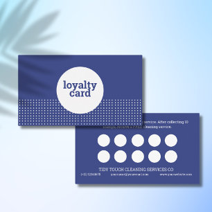 Classic Modern Blue White Polka Dots Cleaning Loyalty Card