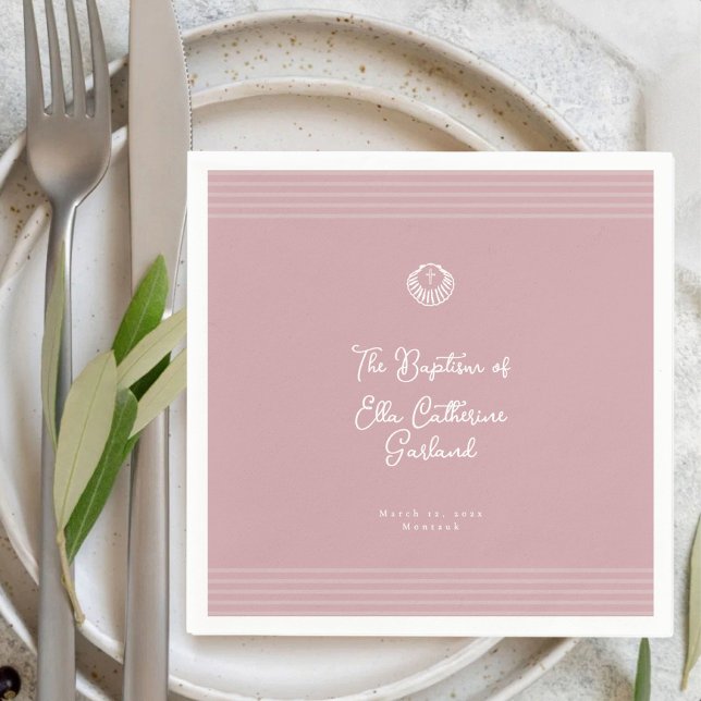 Classic modern blush baptism celebration napkins (Creator Uploaded)