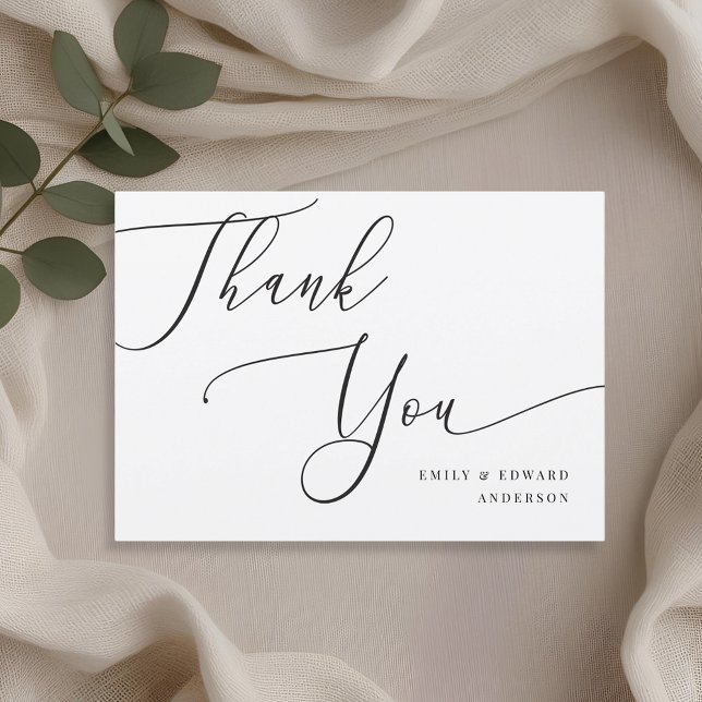 Classic Modern Bold Calligraphy Non-Photo Wedding Thank You Card (Creator Uploaded)