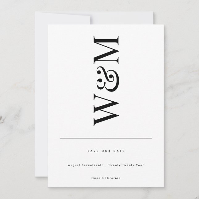 Classic MODERN BOLD NAMES MONOGRAM SAVE THE DATE Invitation (Front)