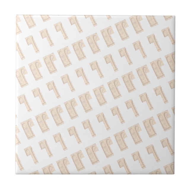 Classic Modern Ceramic Tile Beige & White Square (Front)