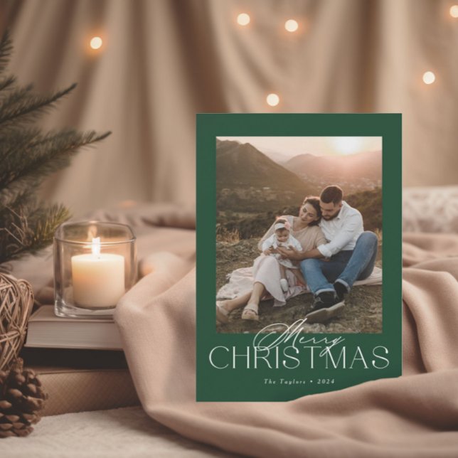 Classic Modern Christmas Card with Photo (Creator Uploaded)