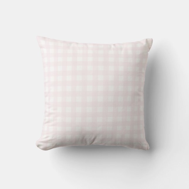 Classic Modern Cottage Blush Pink Medium Gingham. Cushion (Front)
