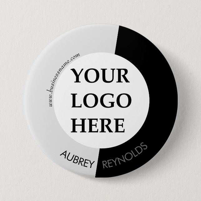 Classic Modern Custom Black And White Logo 7.5 Cm Round Badge (Front)