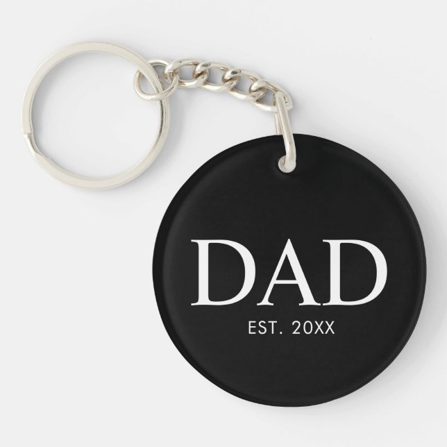 Classic Modern Dad Year Established Key Ring (Front)