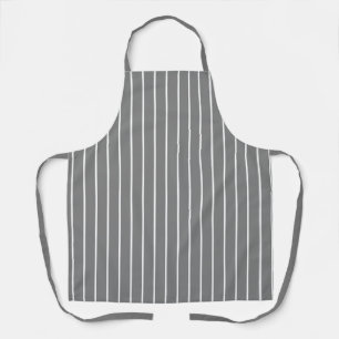 Classic Modern Dark Grey and Thin White Stripes Apron