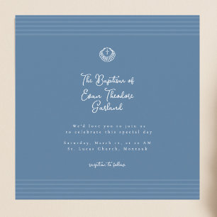 Classic modern deep blue baptism Invitation