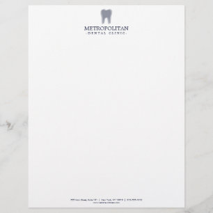 Classic Modern Dentist Tooth Logo Navy Blue Custom Letterhead